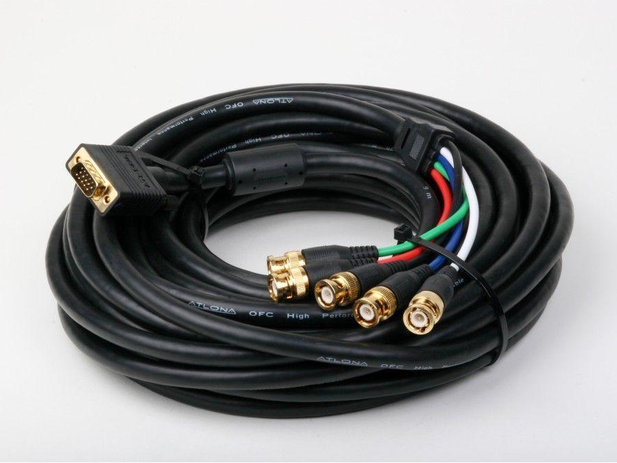 Black VGA HD15 to 5 BNC RGB Video Cable for HDTV Extension Monitor Cable
