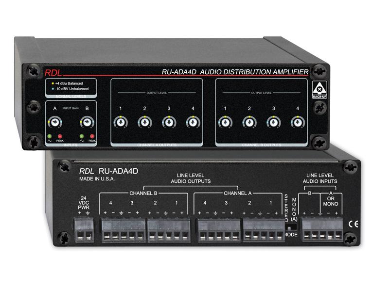 Rdl Ru Ada4d 2x4 1x8 Balanced Unbalanced Audio Distribution Amplifier